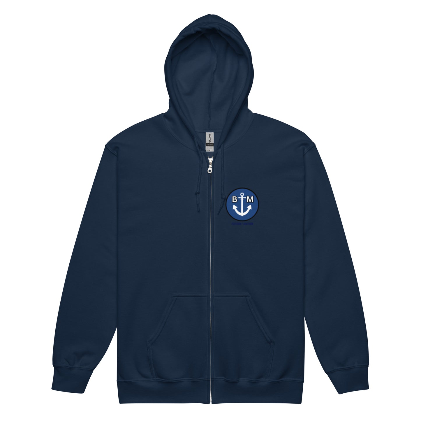 BRIXHAM BM Unisex heavy blend zip hoodie navy front