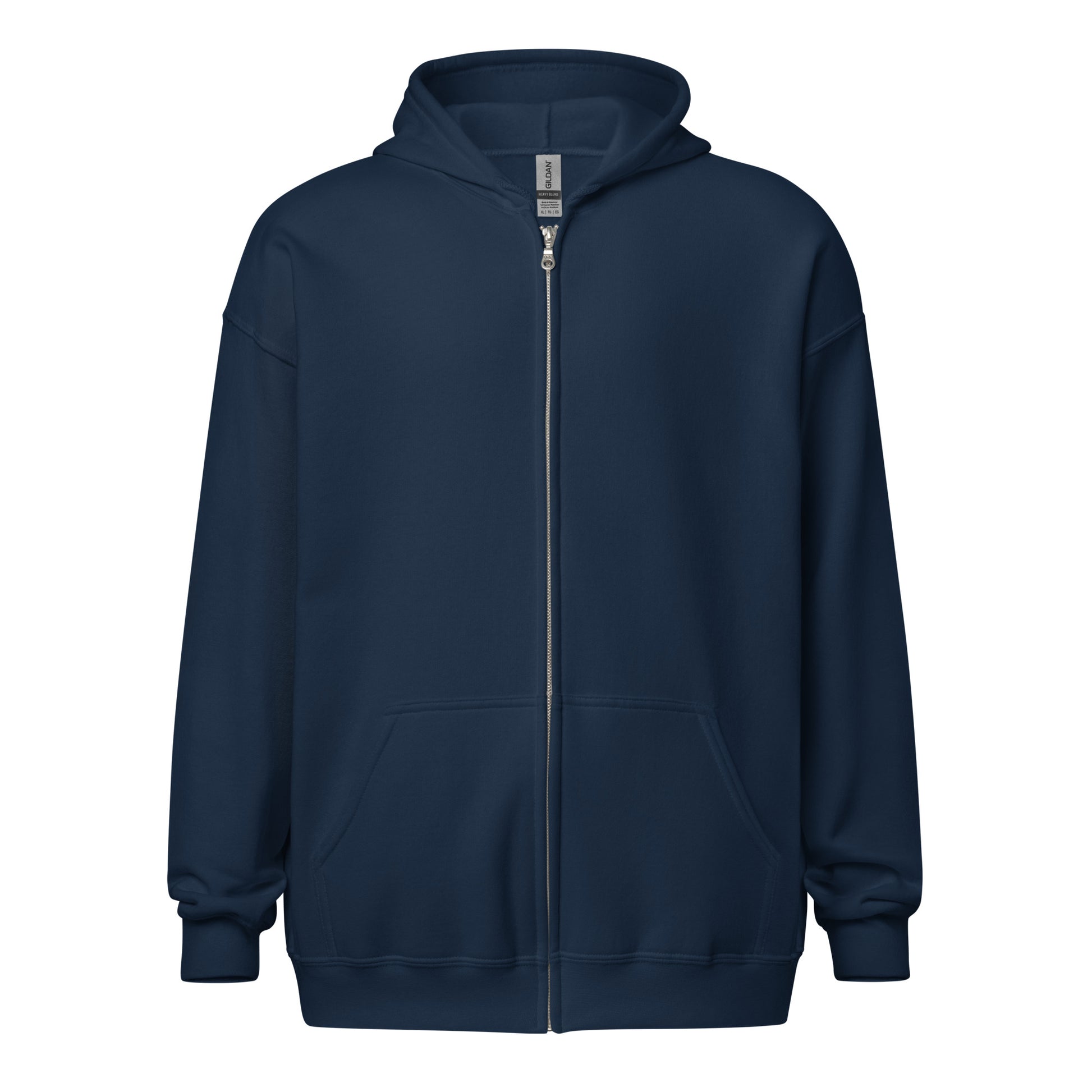    unisex heavy blend zip hoodie navy blue front