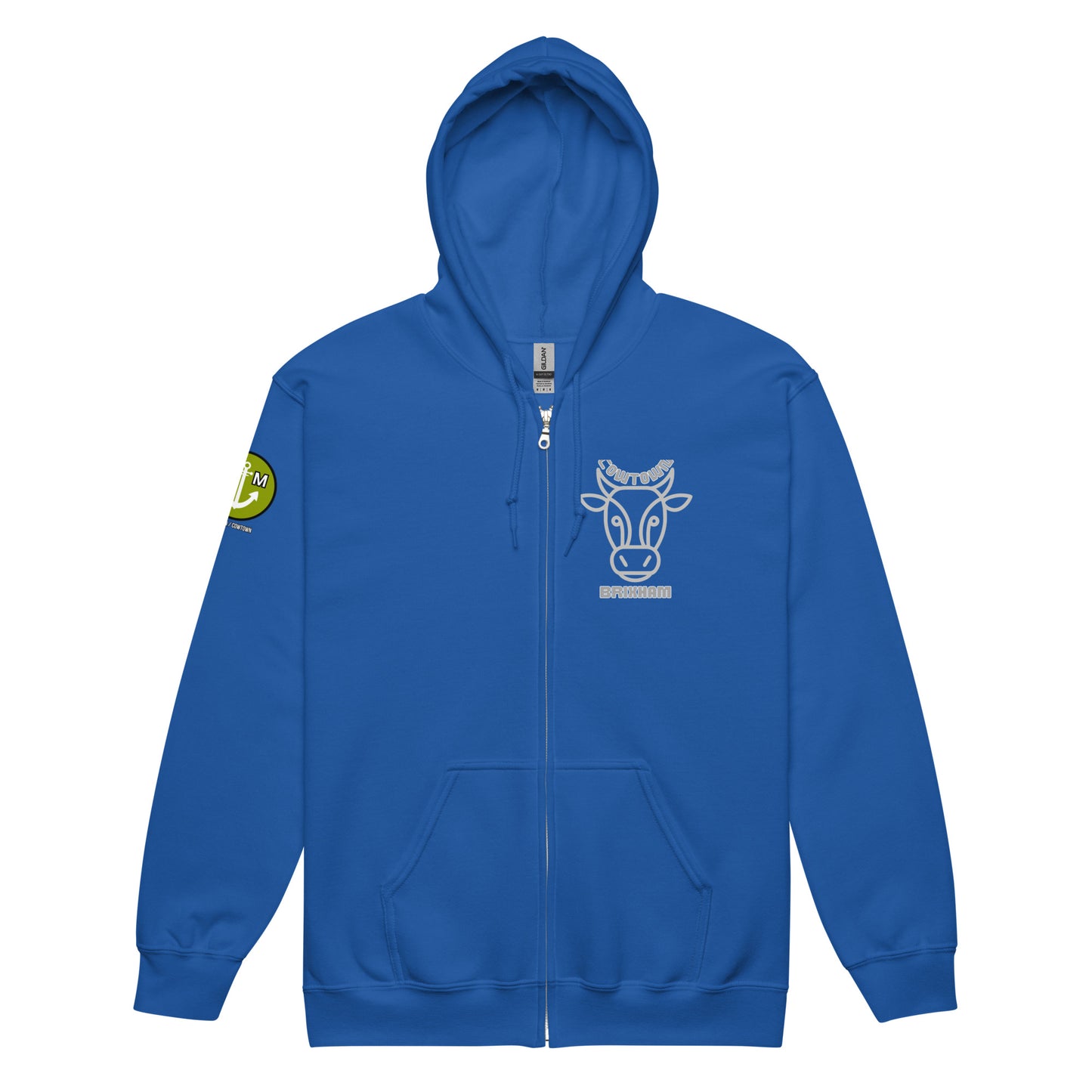 BRIXHAM BM Cowtown Unisex heavy blend zip hoodie royal blue front