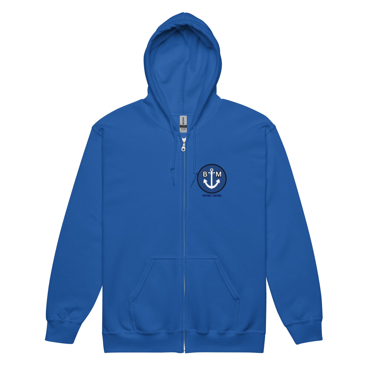 BRIXHAM BM Unisex heavy blend zip hoodie royal front