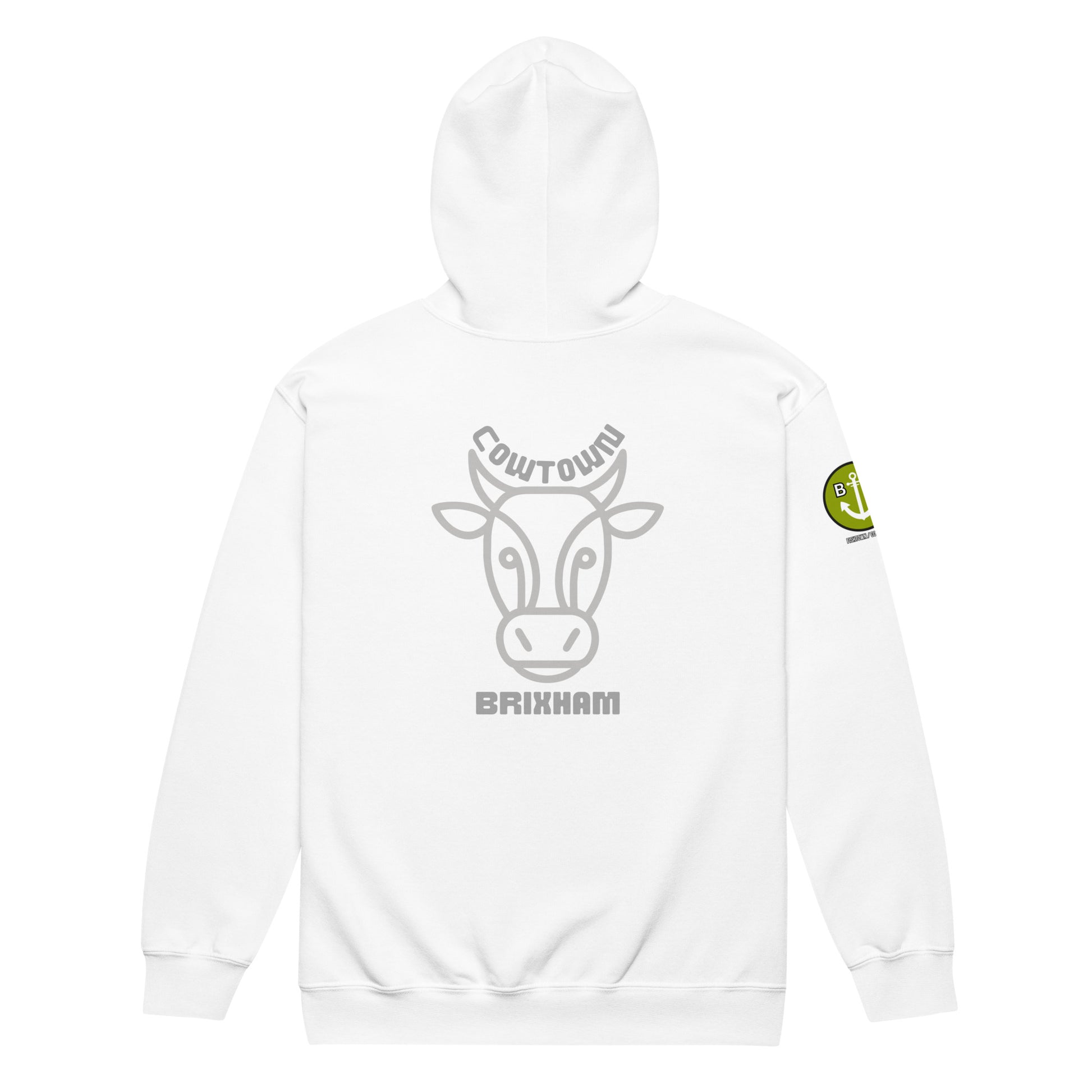 BRIXHAM BM Cowtown Unisex heavy blend zip hoodie white back