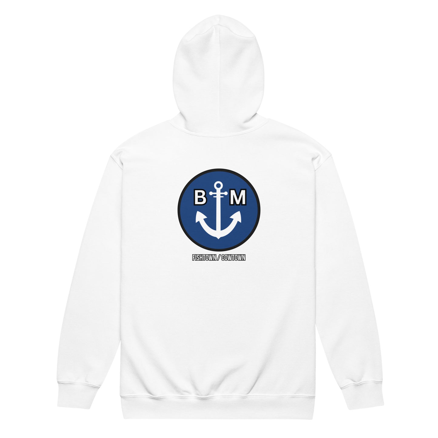 BRIXHAM BM Unisex heavy blend zip hoodie white back