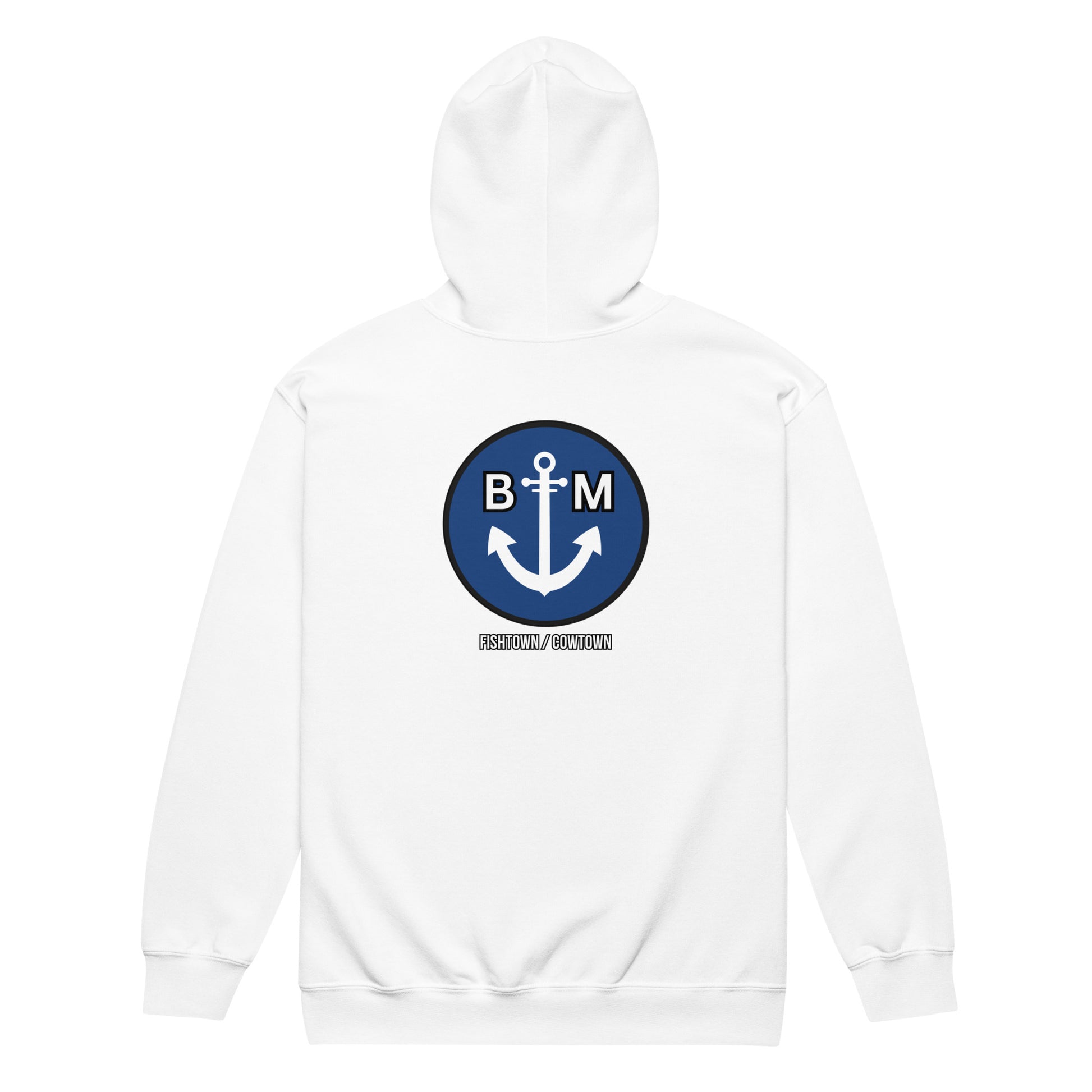 BRIXHAM BM Unisex heavy blend zip hoodie white back