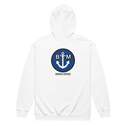 BRIXHAM BM Unisex heavy blend zip hoodie white back