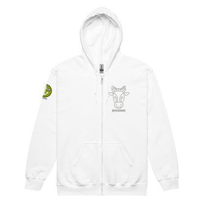 BRIXHAM BM Cowtown Unisex heavy blend zip hoodie front white