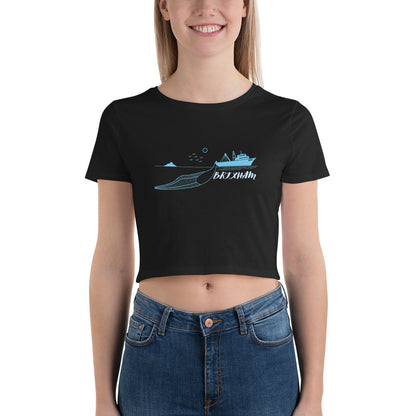 BRIXHAM BM Trawler Women’s Crop Tee front black