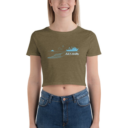 BRIXHAM BM Trawler Women’s Crop Tee front heather olive