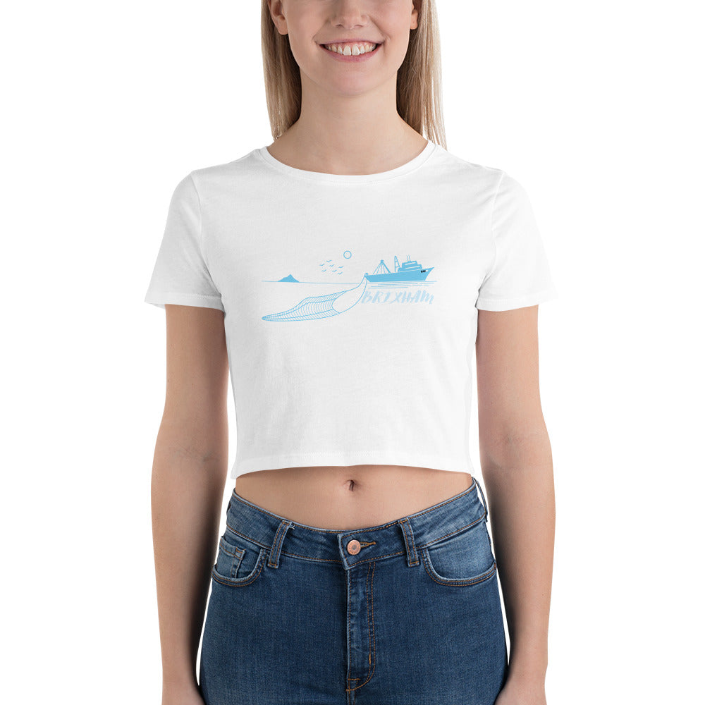 BRIXHAM BM Trawler Women’s Crop Tee front white