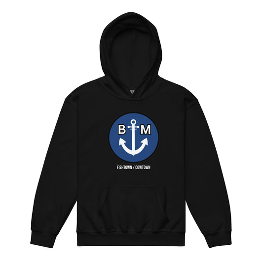 This BRIXHAM BM Youth Heavy Blend Hoodie front