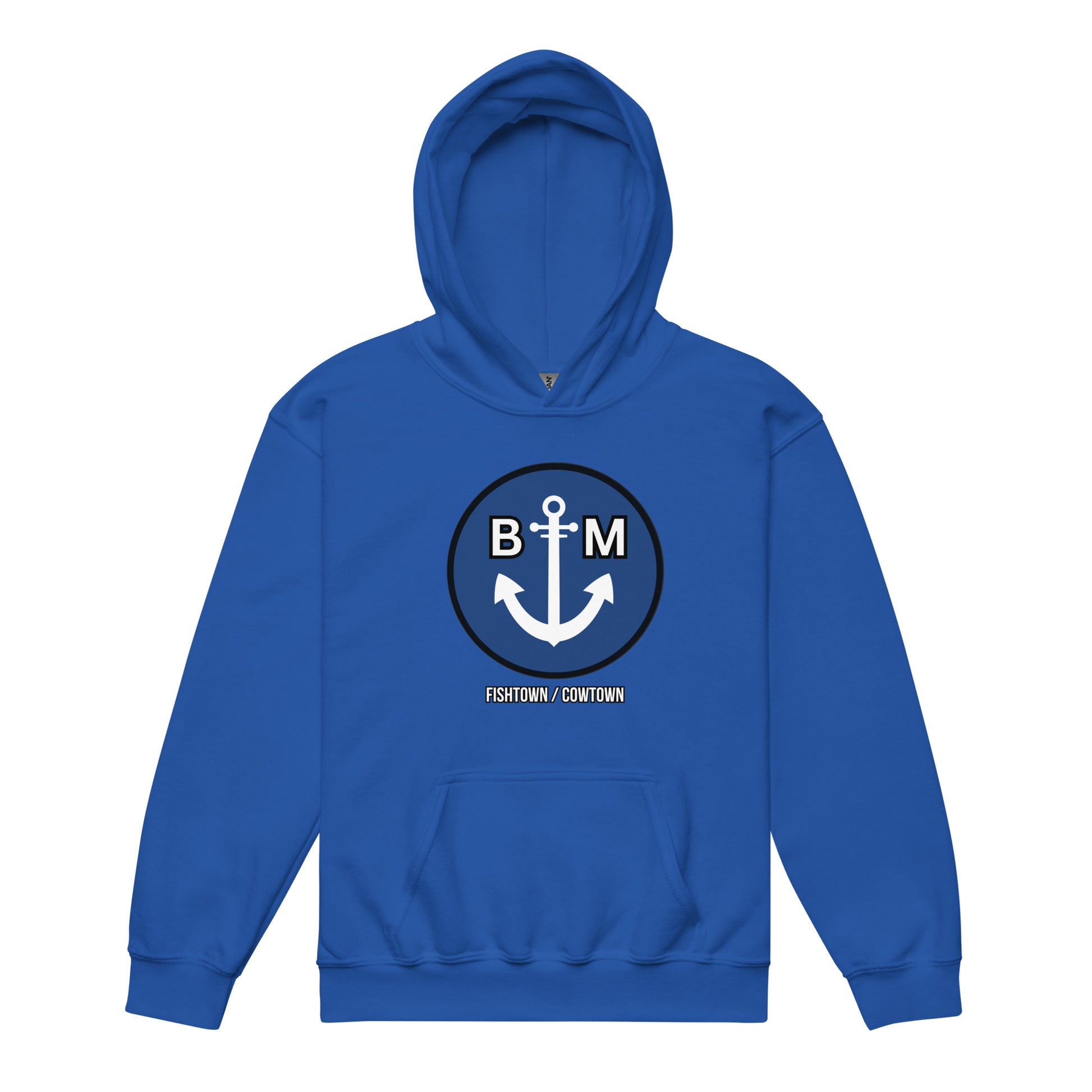 BRIXHAM BM Youth Heavy Blend Hoodie royal blue front