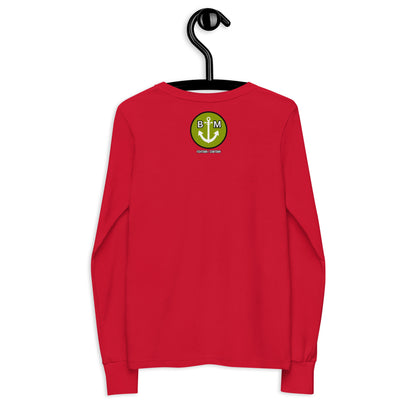 BRIXHAM BM Cowtown Youth long sleeve tee red back with logo