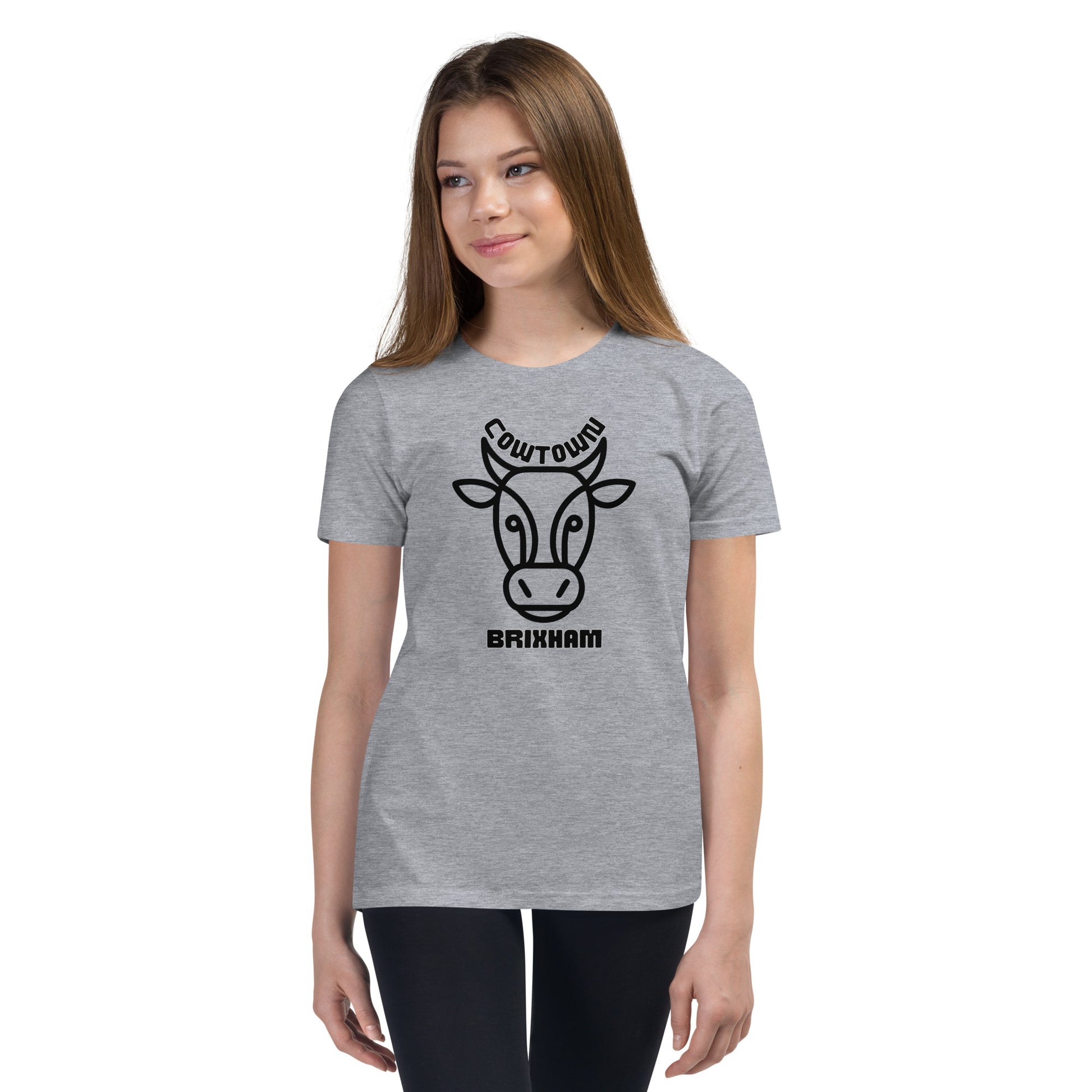 BRIXHAM BM Cowtown Youth Short Sleeve T-Shirt front heather grey