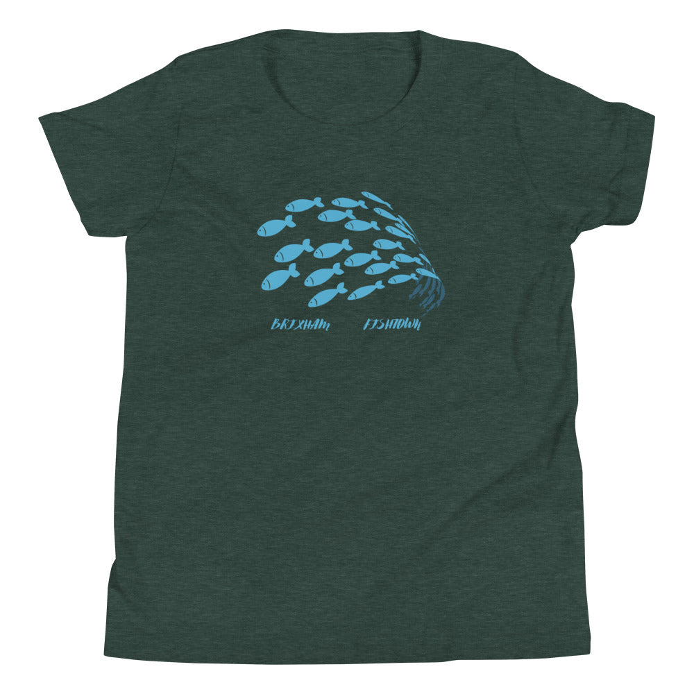 BRIXHAM BM Shoal Youth Short Sleeve T-Shirt front heather forest green