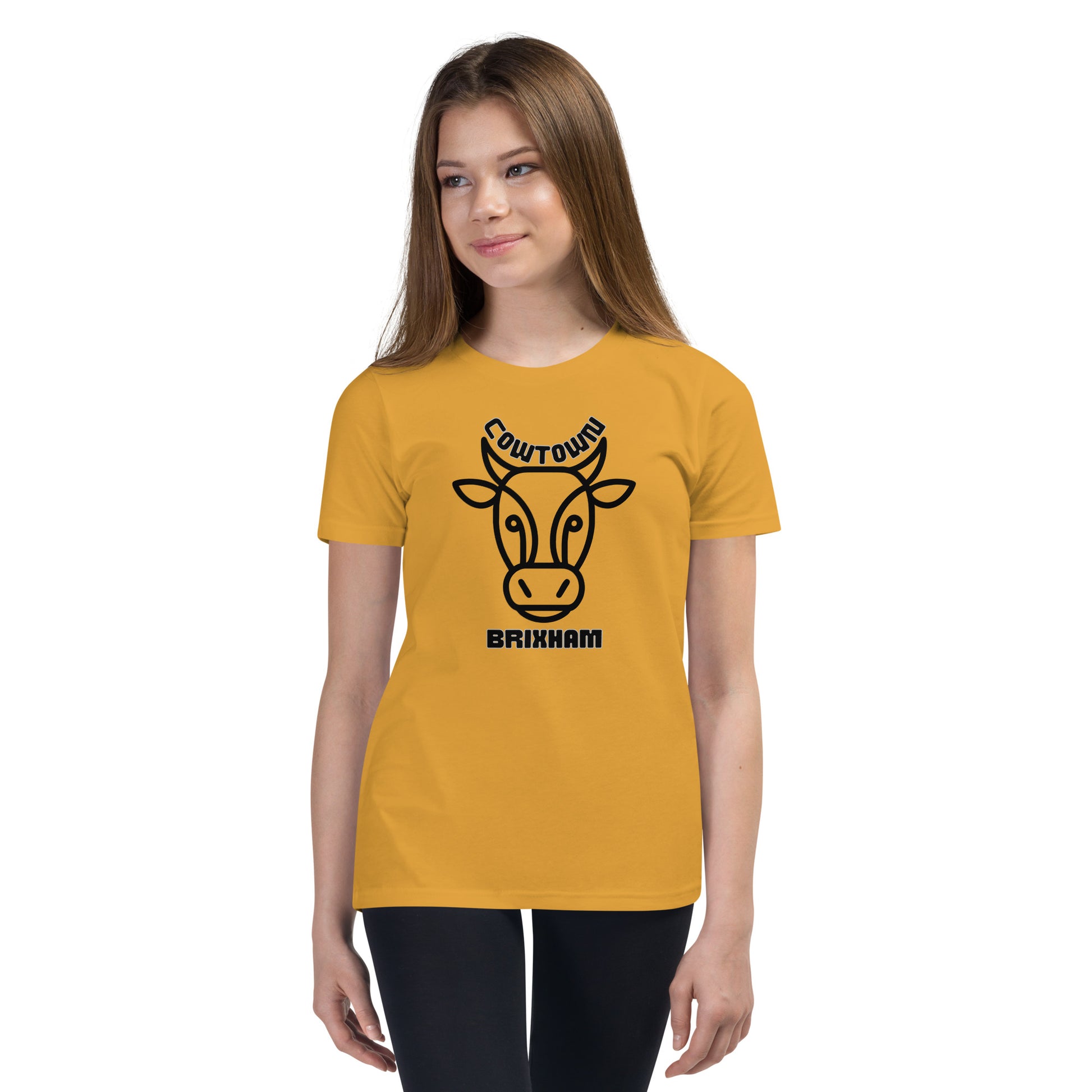 BRIXHAM BM Cowtown Youth Short Sleeve T-Shirt front  mustard