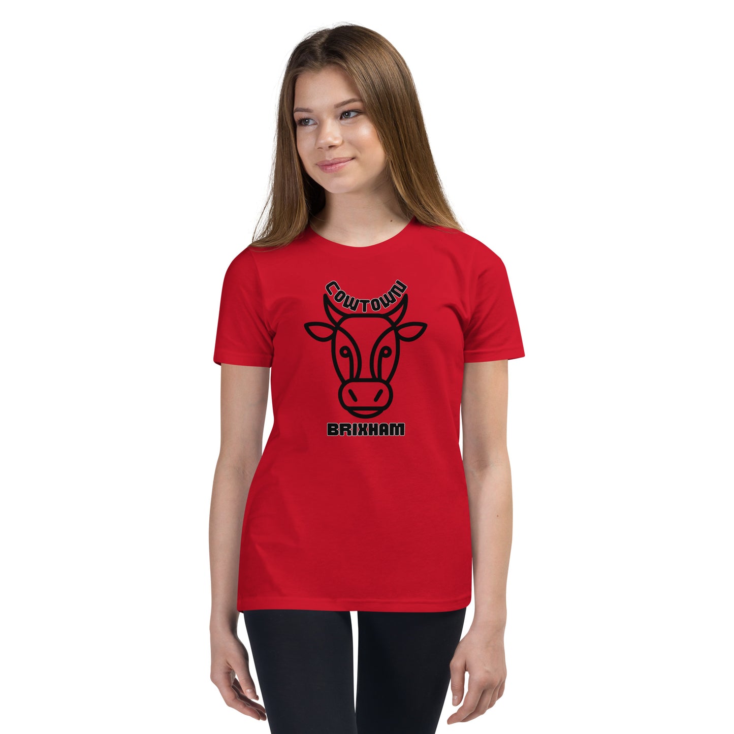 BRIXHAM BM Cowtown Youth Short Sleeve T-Shirt front  red