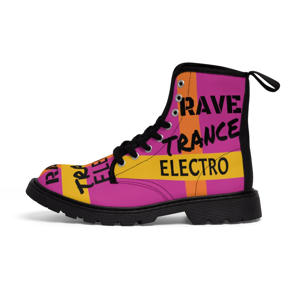 MYNY HUB " NYC Rave Trance Electro" unisex Canvas Boots left outside