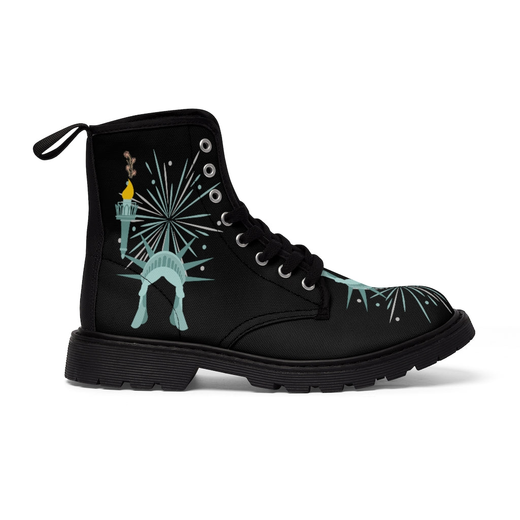 MYNY HUB 'NYC Liberty" Unisex Canvas Boots left inside