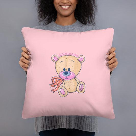 Teddylicious "Penny" Teddy Bear Pillow front 18 x 18 
