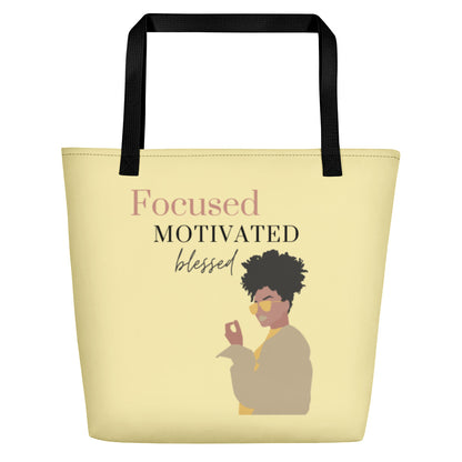 MYNY Hub "Focused Motivated Blessed" Beach Bag