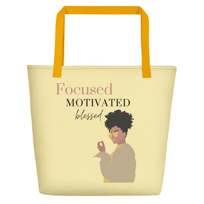 MYNY Hub "Focused Motivated Blessed" Beach Bag