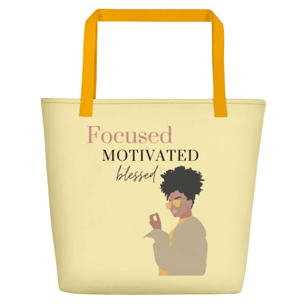 MYNY Hub "Focused Motivated Blessed" Beach Bag