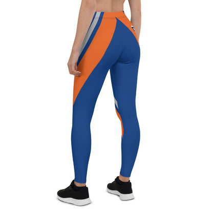 Athletic Authority "Blue Orange Grey Cross stripes NYC" Leggings