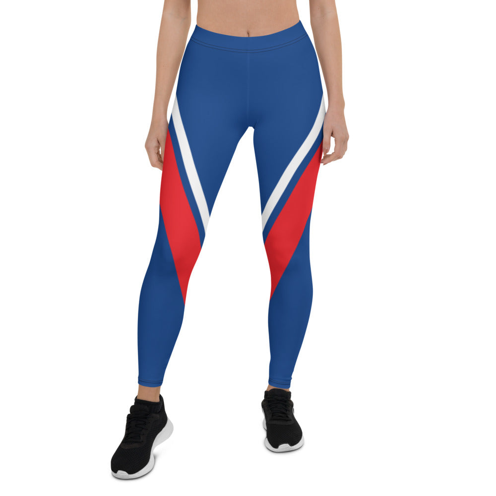 Athletic Authority "Blue White Red cross stripe" Leggings