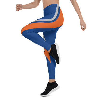 Athletic Authority "Blue Orange Grey Cross stripes NYC" Leggings