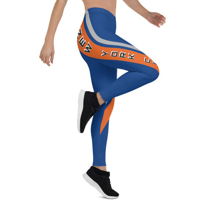 Athletic Authority "Blue Orange Grey Cross stripes NYC" Leggings