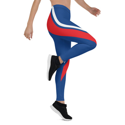 Athletic Authority "Blue White Red cross stripe" Leggings