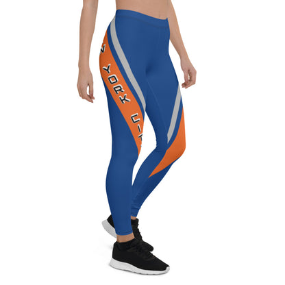 Athletic Authority "Blue Orange Grey Cross stripes NYC" Leggings