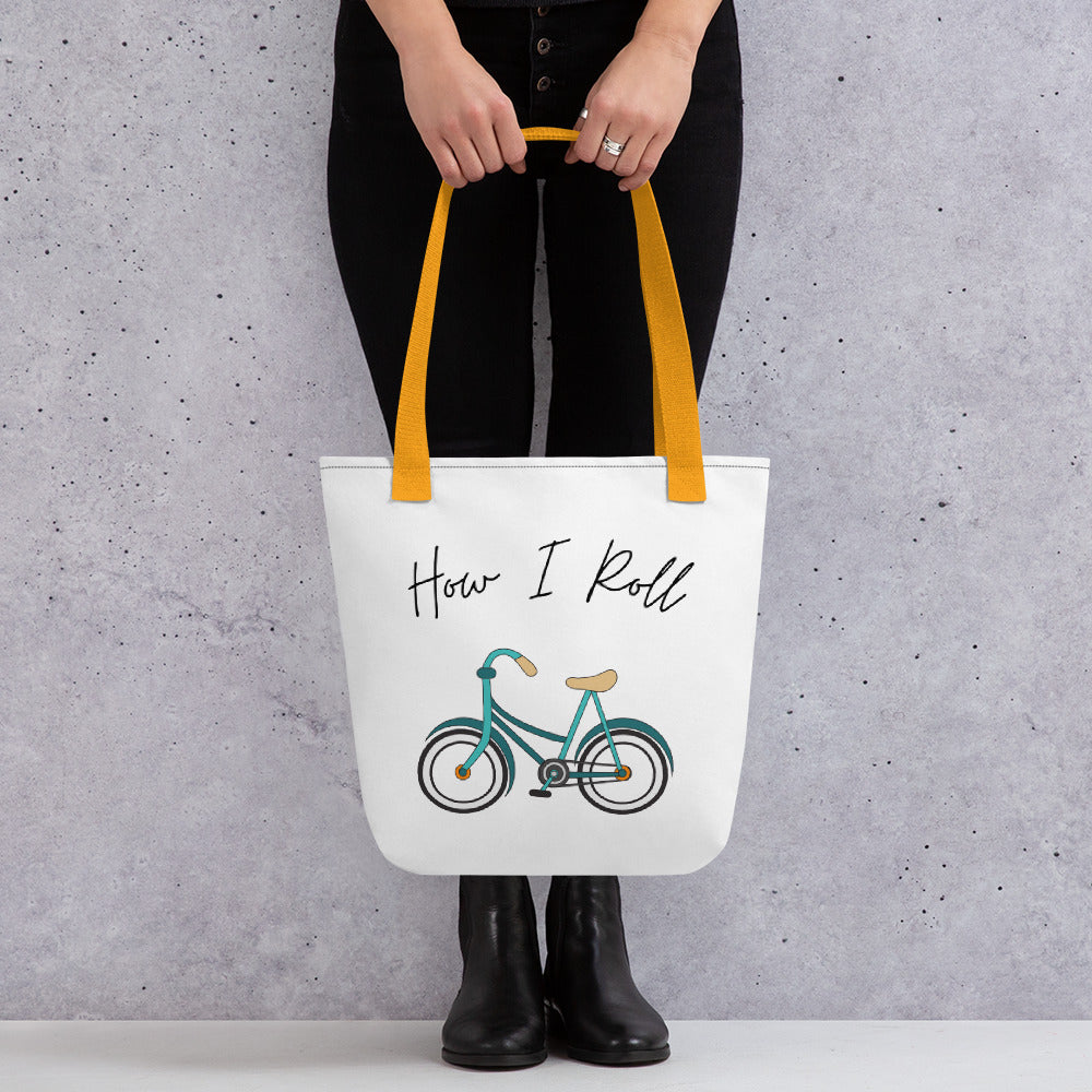 MYNY Hub "How I Roll" NYC  Tote Bag gold handles