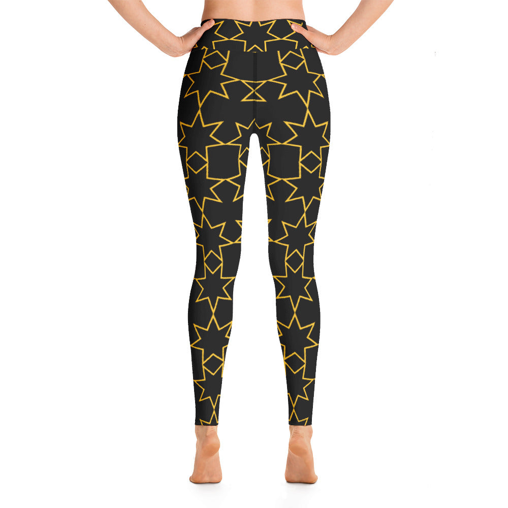 Athletic Authority "Star Burst Black" Yoga Leggings