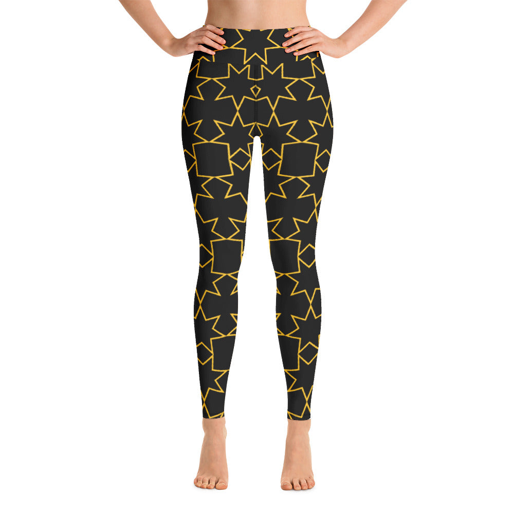 Athletic Authority "Star Burst Black" Yoga Leggings