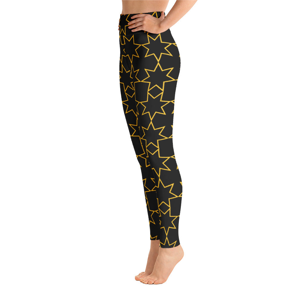 Athletic Authority "Star Burst Black" Yoga Leggings