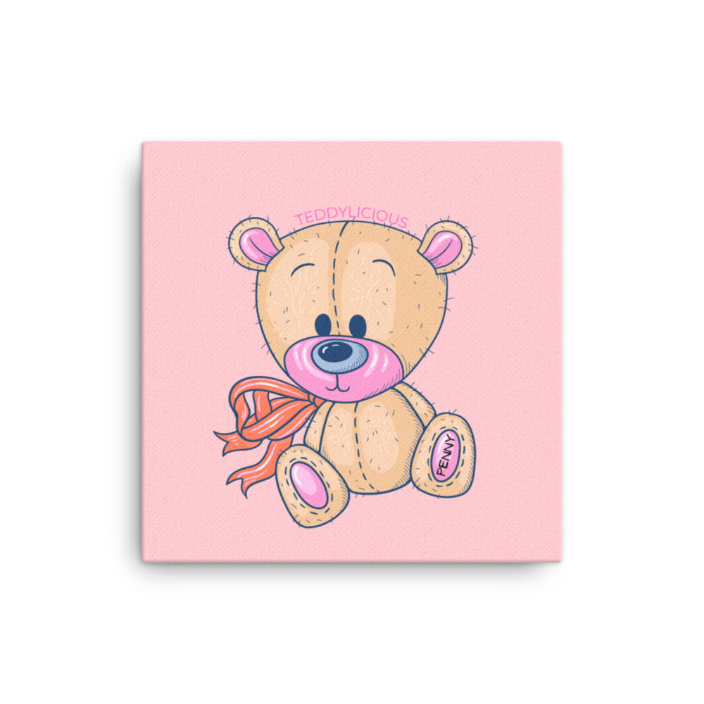 Teddylicious "Penny" teddy bear Wall Art  Canvas 12 x 12 square