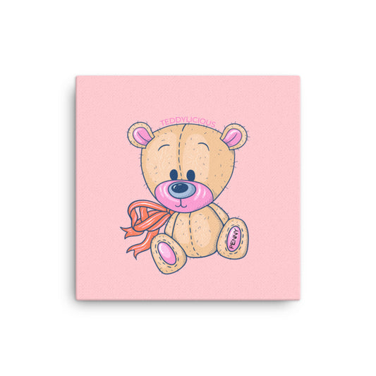 Teddylicious "Penny" teddy bear Wall Art  Canvas pink