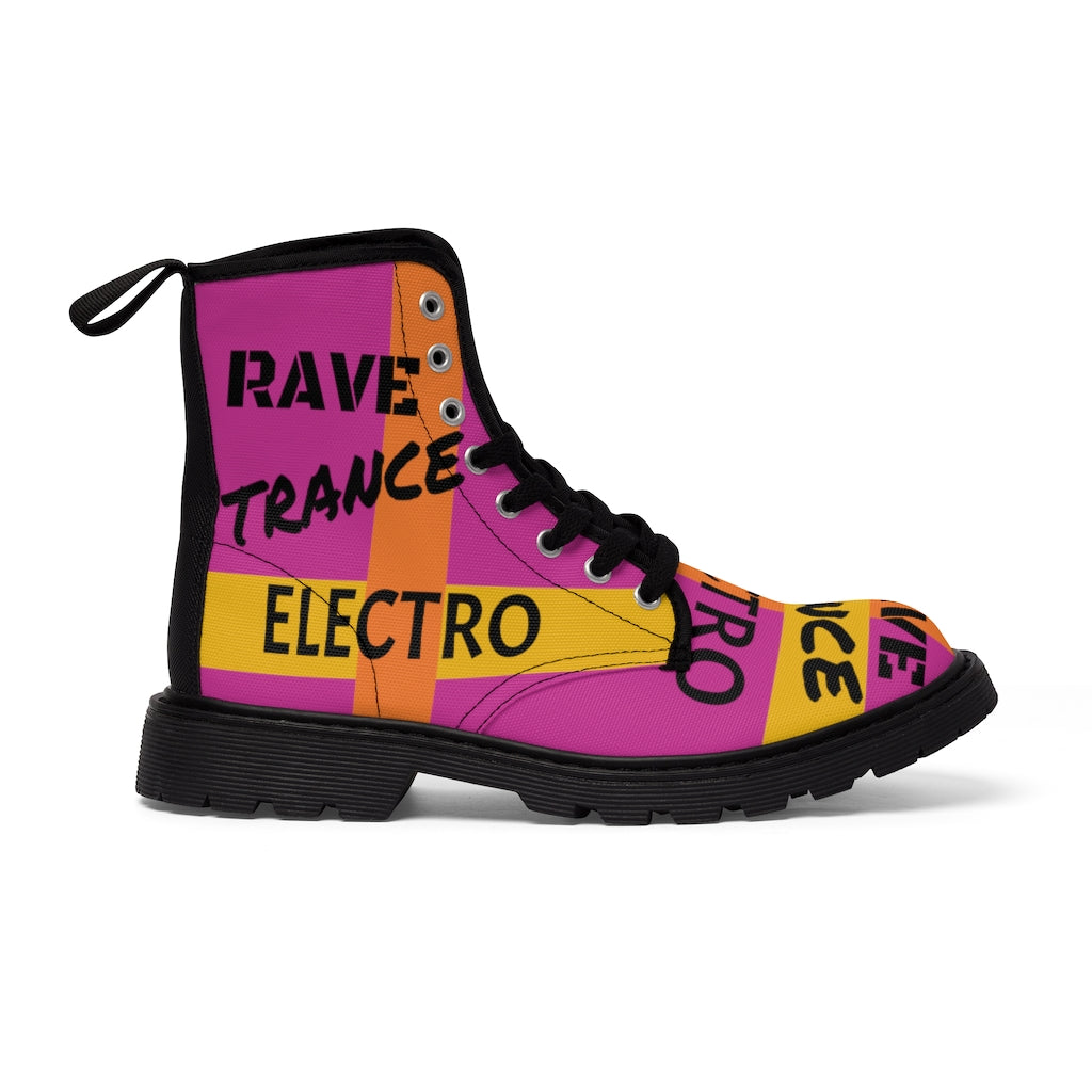 MYNY HUB " NYC Rave Trance Electro" unisex Canvas Boots right outside