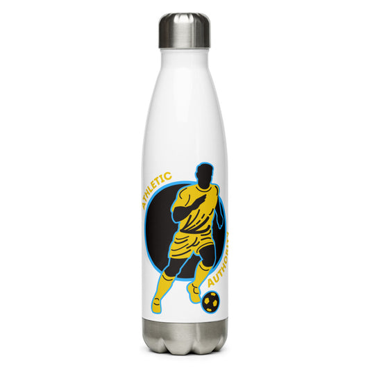 Athletic Authority "Soccer Yellow Blue" Stainless Steel Water Bottle
