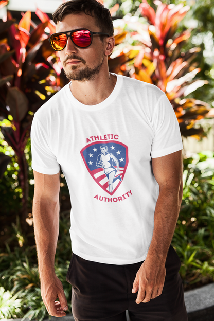 ATHLETIC AUTHORITY:  "Patriotic Runner" Short-Sleeve Unisex T-Shirt