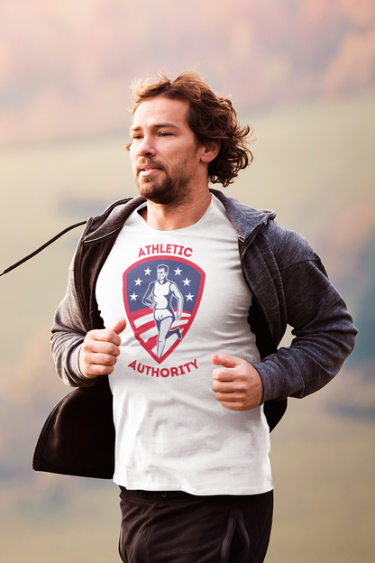 ATHLETIC AUTHORITY:  "Patriotic Runner" Short-Sleeve Unisex T-Shirt