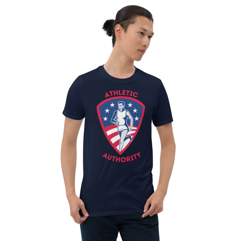 ATHLETIC AUTHORITY:  "Patriotic Runner" Short-Sleeve Unisex T-Shirt