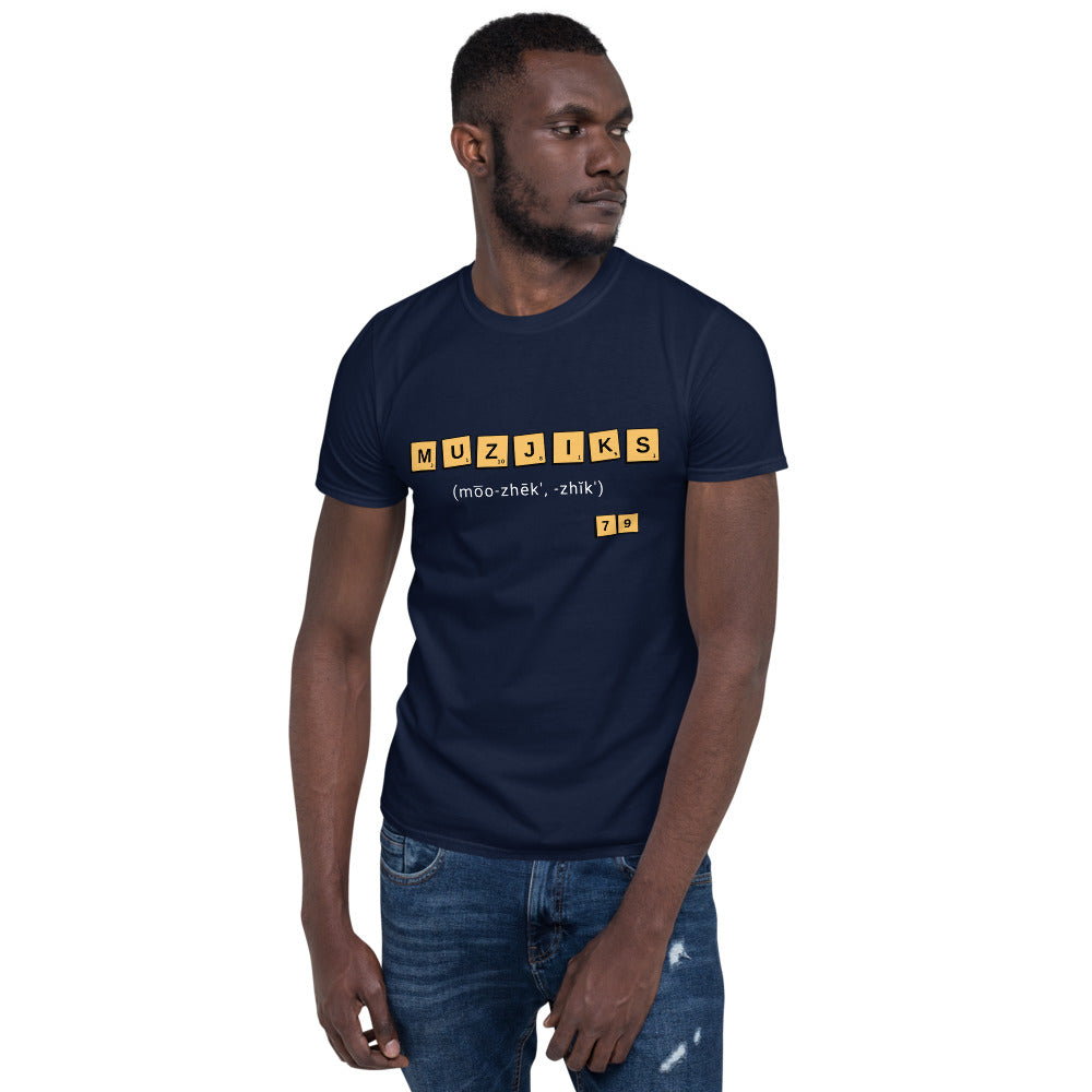 Word Nurd "Muzjiks79" Short-Sleeve Unisex T-Shirt navy front