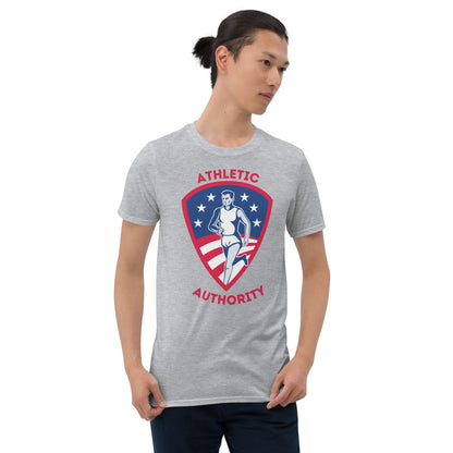 ATHLETIC AUTHORITY:  "Patriotic Runner" Short-Sleeve Unisex T-Shirt