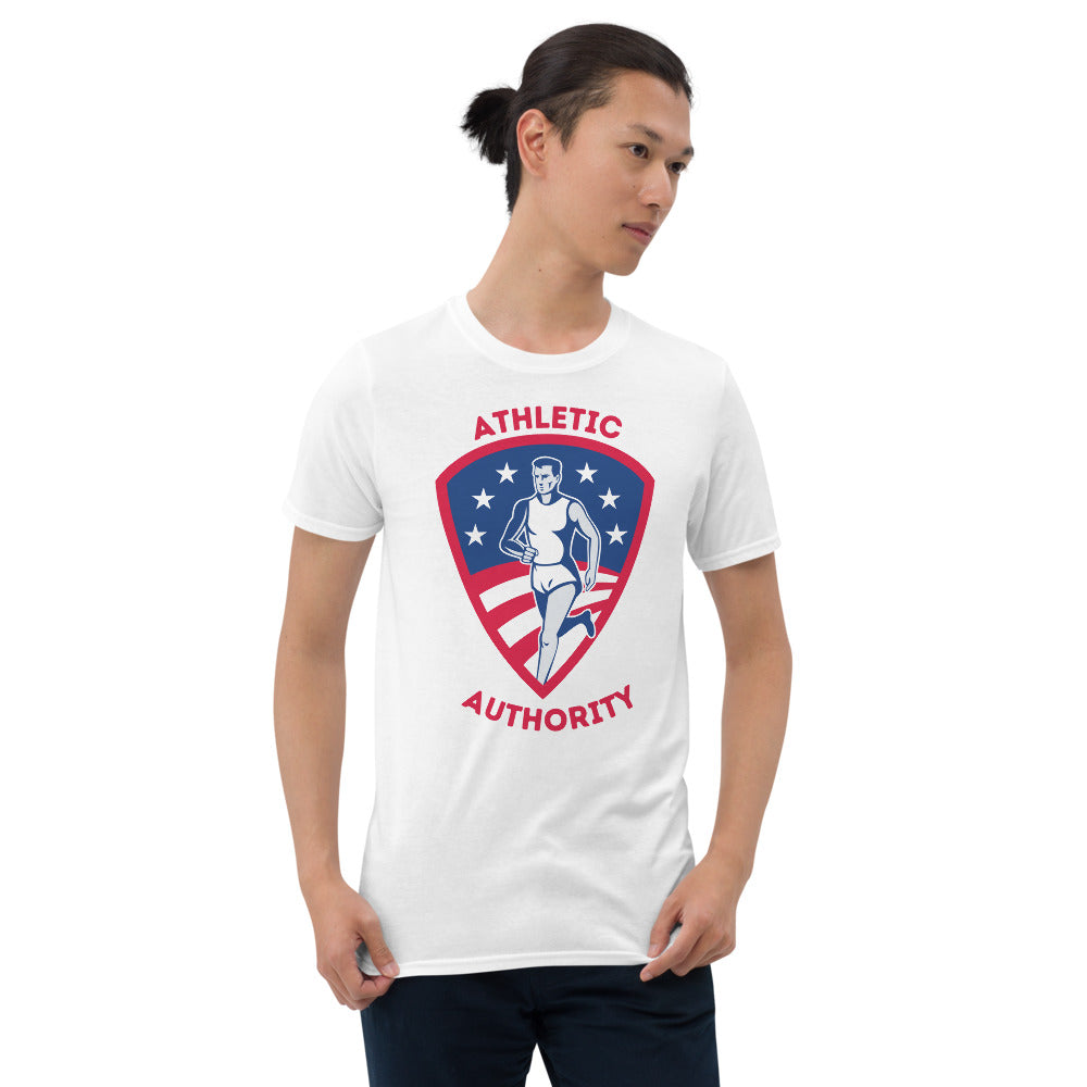 ATHLETIC AUTHORITY:  "Patriotic Runner" Short-Sleeve Unisex T-Shirt