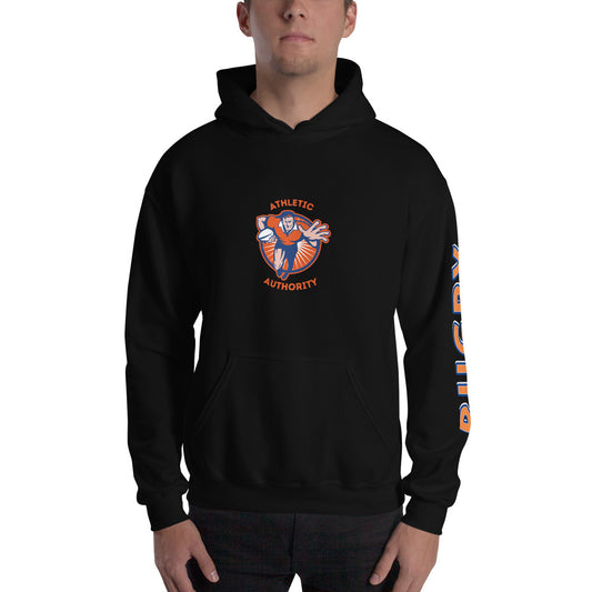 Athletic Authority "Rugby" Unisex Heavyweight Hoodie Orange/Blue