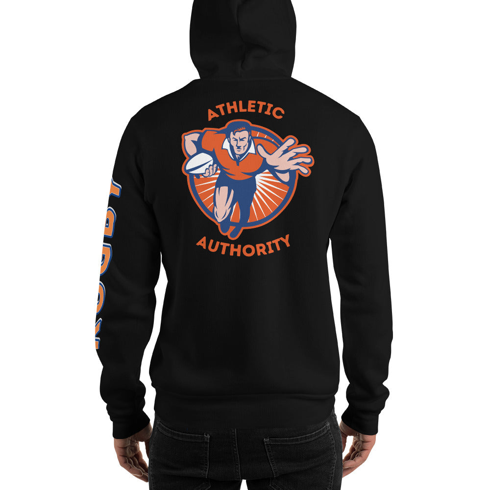 Athletic Authority "Rugby" Unisex Heavyweight Hoodie Orange/Blue