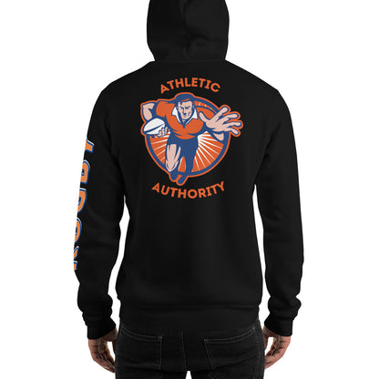 Athletic Authority "Rugby" Unisex Heavyweight Hoodie Orange/Blue