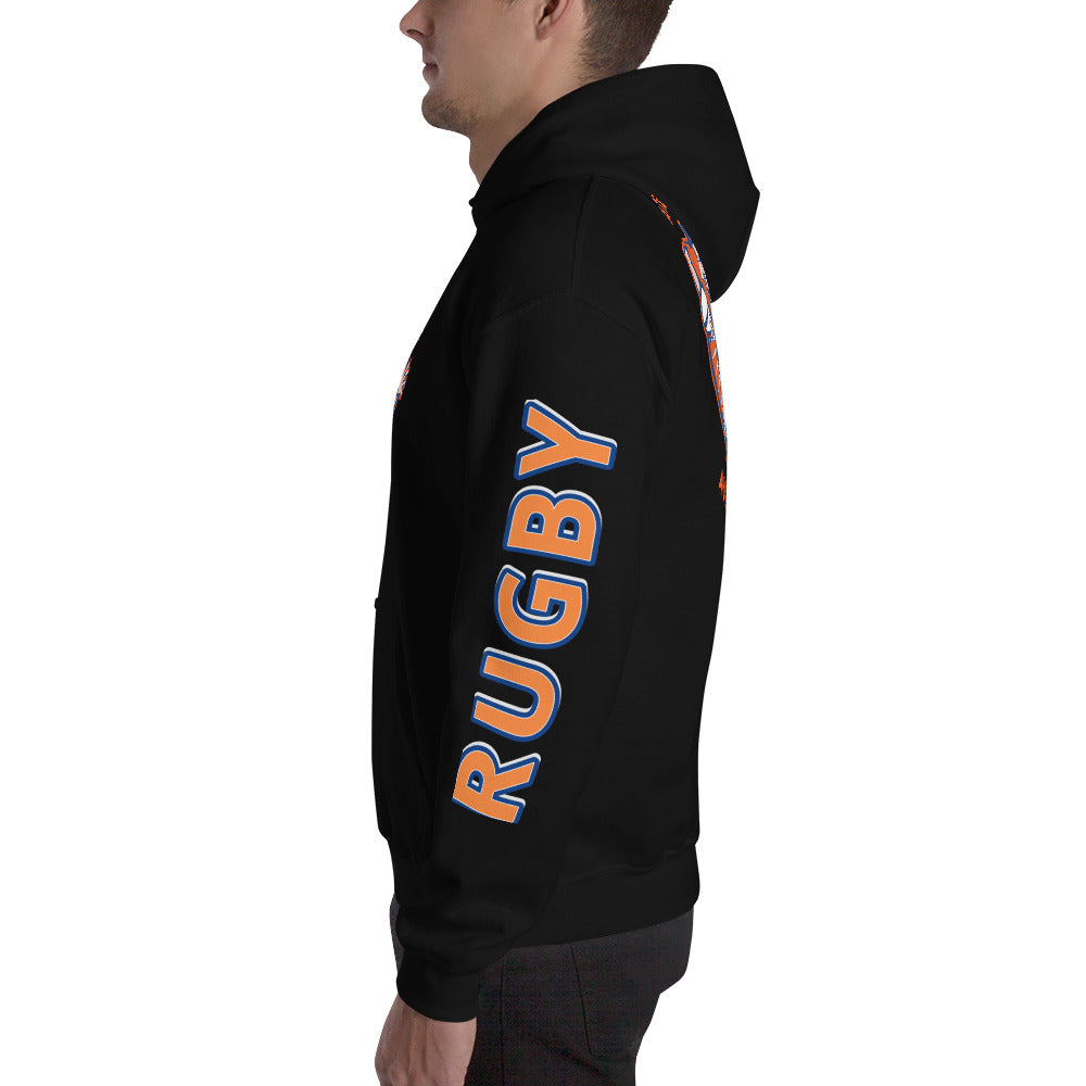 Athletic Authority "Rugby" Unisex Heavyweight Hoodie Orange/Blue