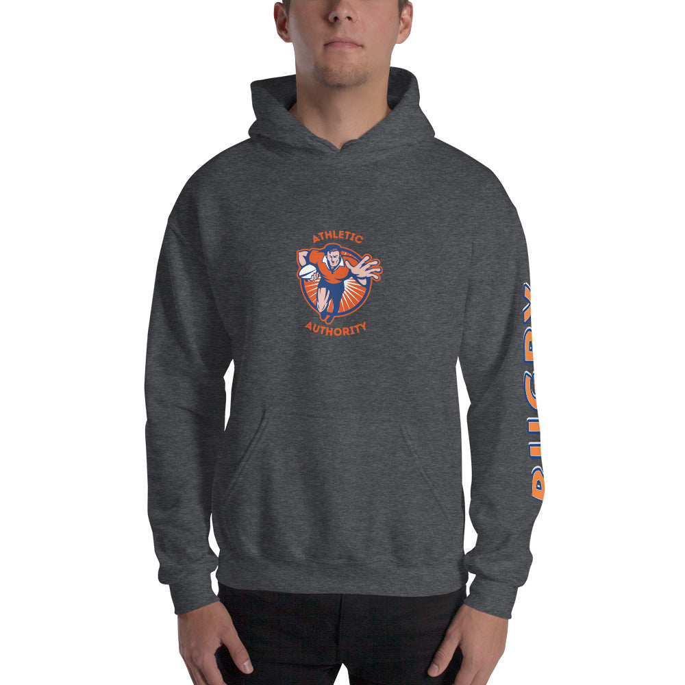 Athletic Authority "Rugby" Unisex Heavyweight Hoodie Orange/Blue